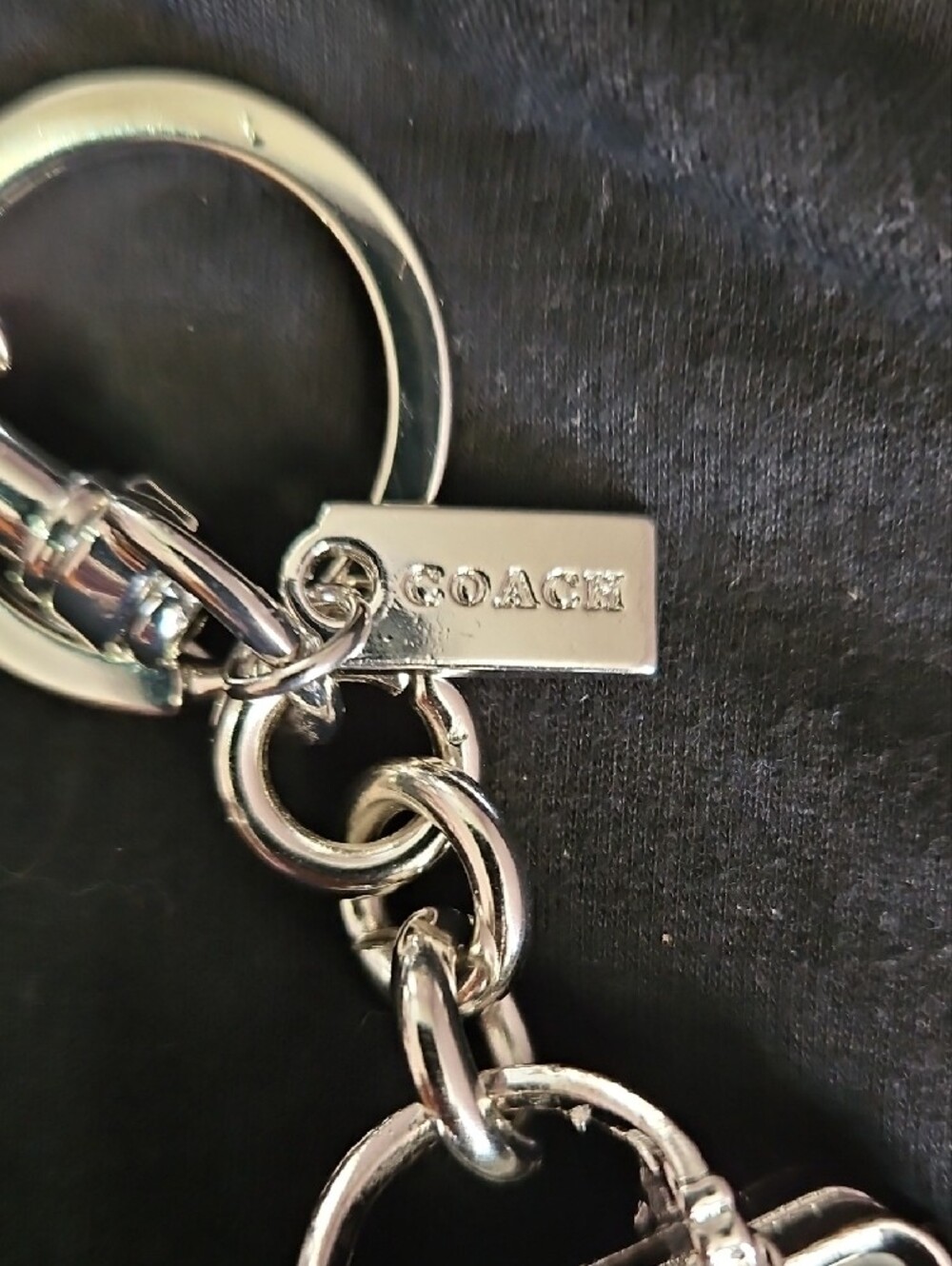 Coach Silver & Black Enamel Handbag Keychain Charm - Picture 4 of 6